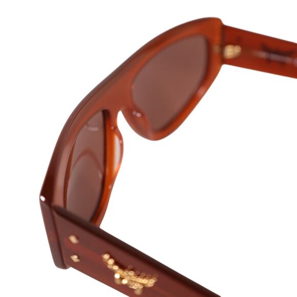 MCM Wraparound Rectangle Sunglasses - Shiny Light Brown / Brown - NWT - Picture 9 of 10